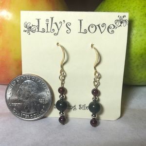 Garnet and Bloodstone Earrings